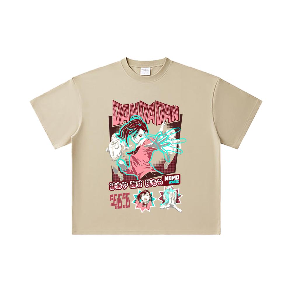 260 GSM Double Yarn 32 Count 100% Cotton Dandadan V15 Momo Print Unisex Heavy Cotton T Shirt