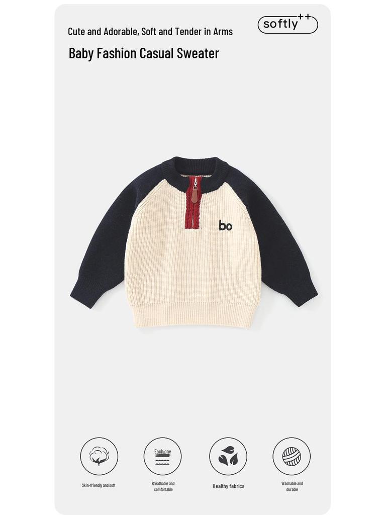 DUUDUU Kid's Korean Style Knit Sweater - 2025 Autumn/Winter Warm Top for Toddlers and Boys