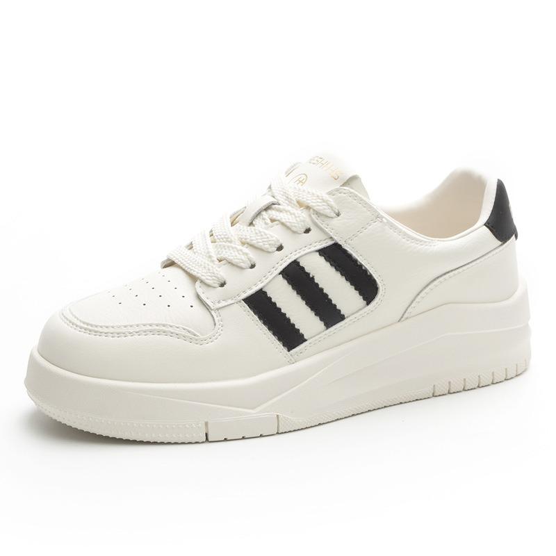 Echtes Leder Weiße Schuhe Sneakers Lässige Board-Schuhe Muffin-Schuhe