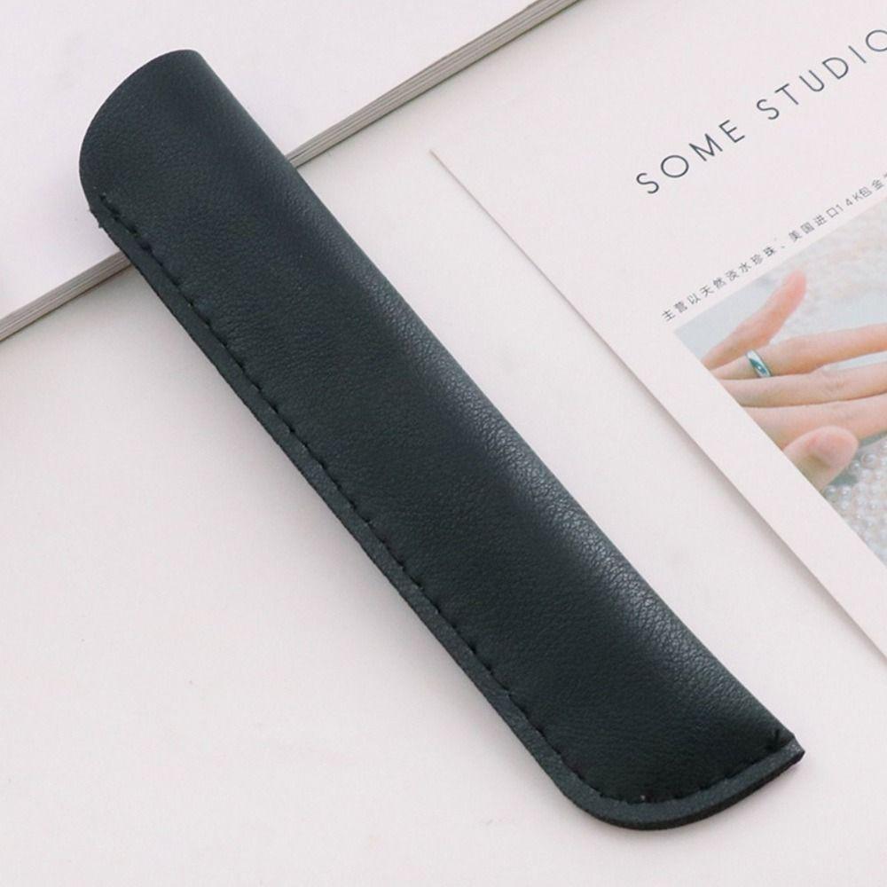 Solid Color PU Pencil Bags PU Leather Pen Bags Lightweight Pencil Case Office Supplies