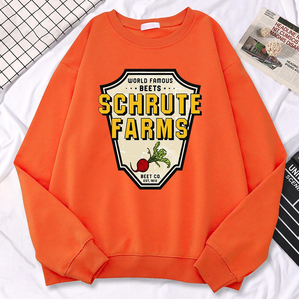 Simple Winter Women Pullovers World Famous Beets Schrute Farms Crop Printing Hoodie Loose Crewneck Sweatshirt Warm Tops