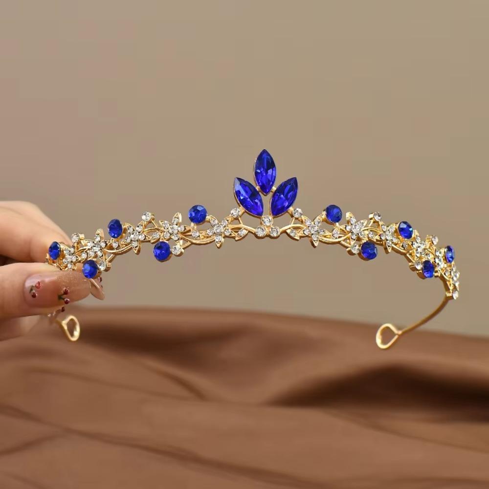 Simple Baroque Crystal Crown Tiara Elegant Design Crystal Rhinestone Princess Crown Sweet Style Bridal Crown Photography Props