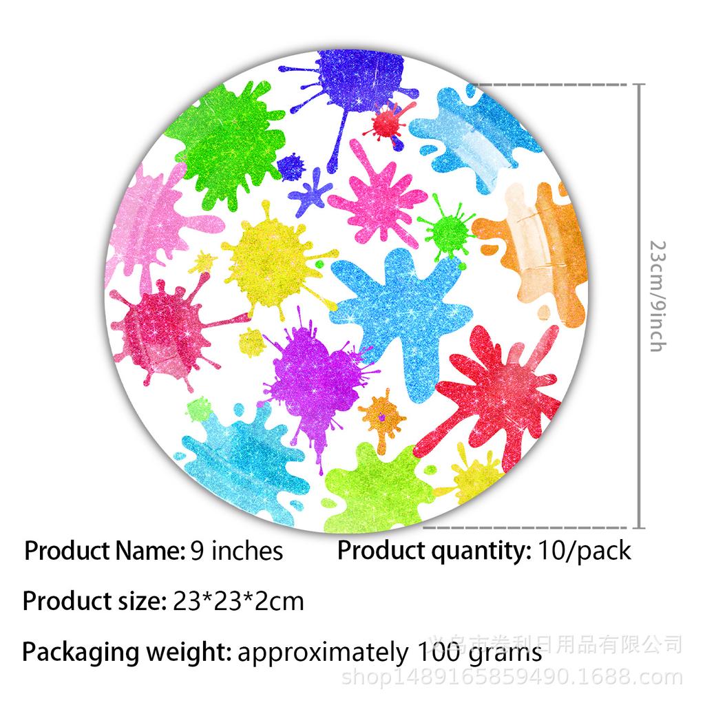 Graffiti-Themed Party Supplies Slime Party Decoration Banner Pull Flag Disposable Tableware Paper Plates Tissue