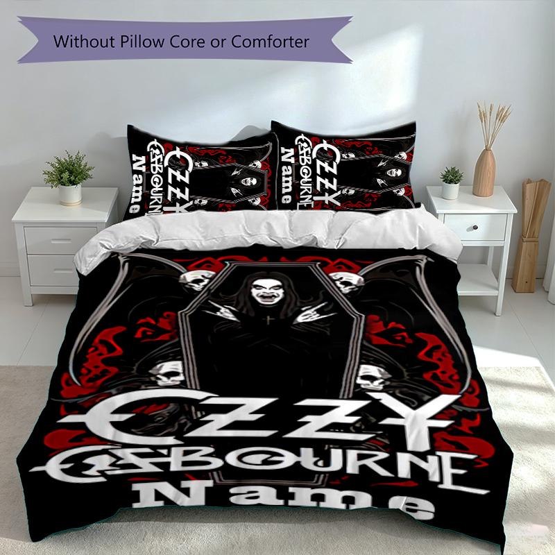3pcs Custom Name Rock Ozzy Osbourne Bedding Set,Includes 1 Duvet Cover and 2 Pillowcases,All-season Bedroom Decor