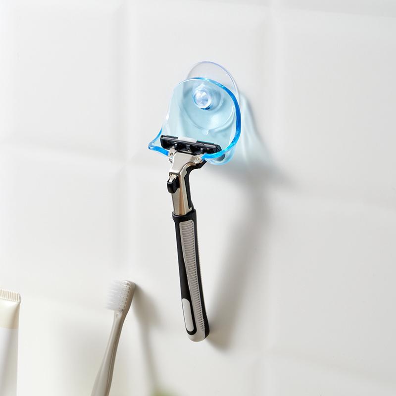 Suction Cup Shaver Holder - Wall-Mounted Razor Hanger (Gray/Blue)