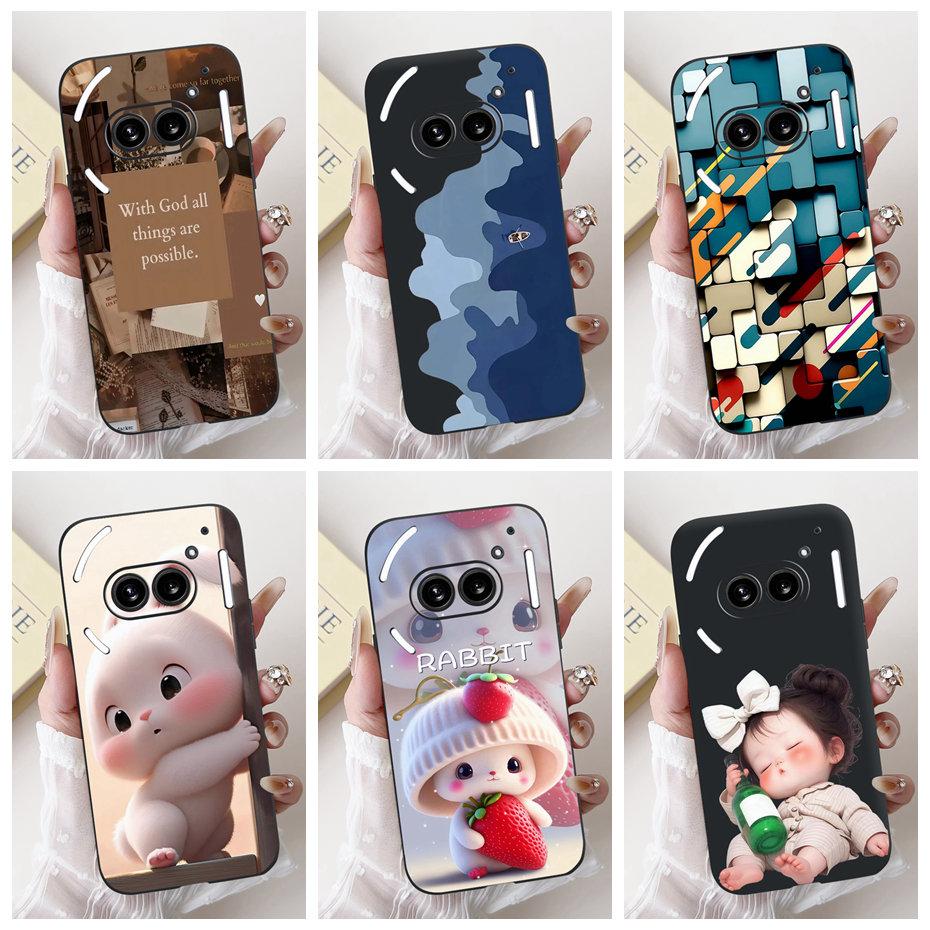 Fashion Painting Phone Case For Nothing Phone (2a) Plus Black Silicone Soft Cover For Nothing Phone 2 Phone2a Cases Bumpers