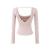 Women's Pure Desire Lace Trim Long Sleeve Slim Fit Top with Chest Pads - Ideal for Spring and Autumn