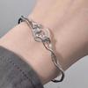 1PC Chinese Style Vintage Hollow Out Round Jade Light Luxury Small Temperament Bracelet For Women Open Adjustable Elegant Bangle