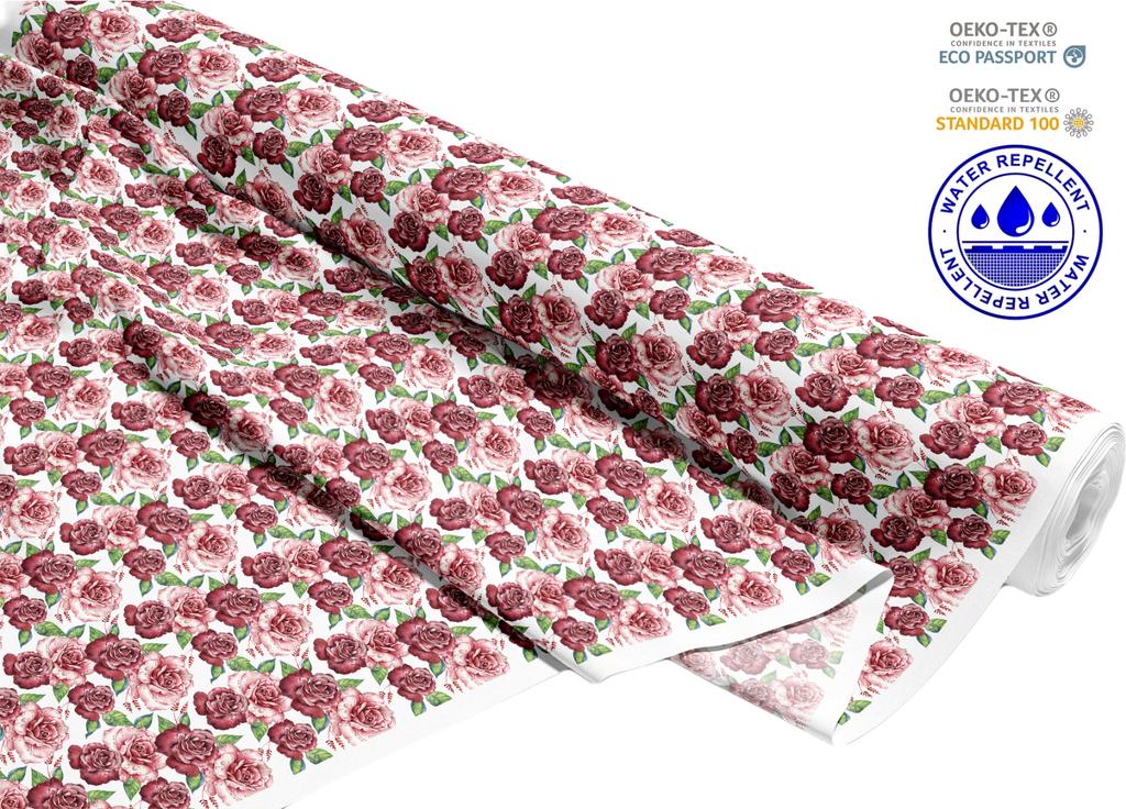 Outdoor Dekostoffe Oxford - Motiv Rosen Auf Weißem I Dr207