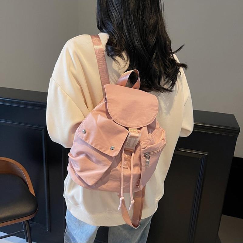 Women's Lightweight Nylon Candy Color Backpack Fashion Large Capacity Summer Travel Shoulder Bag Student Schoolbag For Outdoor Daily Use CLE