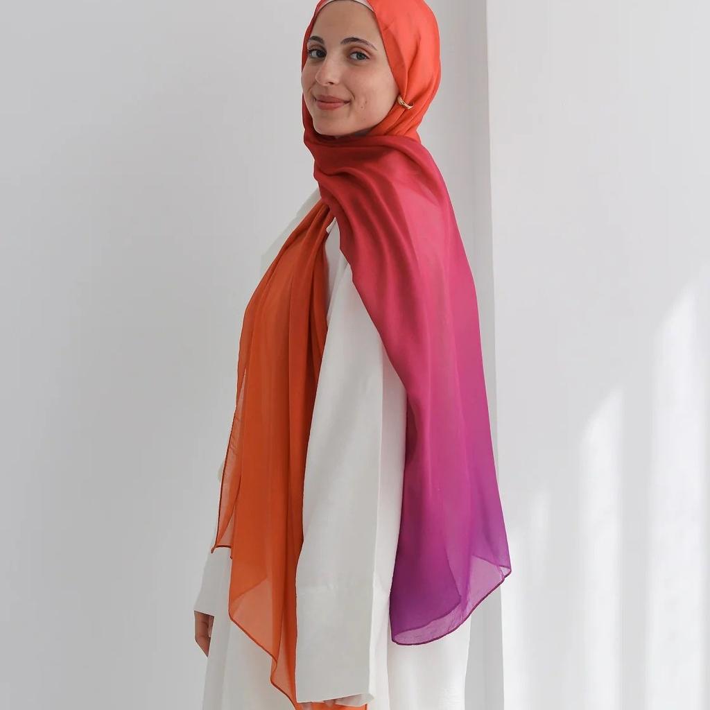 Watercolor Tie-Dye Scarf Shawl Travel With Polyester Long Scarf Turkey Middle East Headscarf