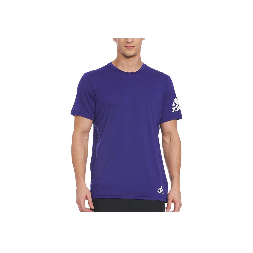 Adidas Logo Print Solid Color Crew Neck T-Shirt Men Tops Purple HB7482