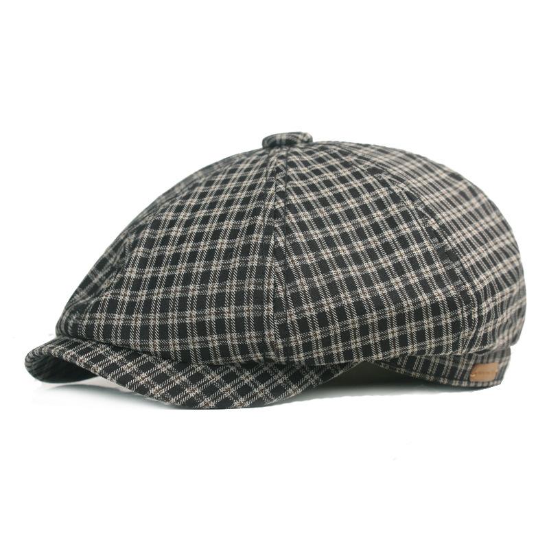 Bavlněný baret Pánská malířská čepice Newsboy čepice Klobouk Rybí kost Osmihranný klobouk