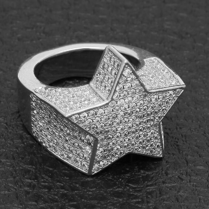 THE BLING KING Mode Stern Ringe Gold Silber Farbe Voll Eisig Zirkonia Hip Hop Ring Schmuck Für Männer Und Frauen Dropshipping