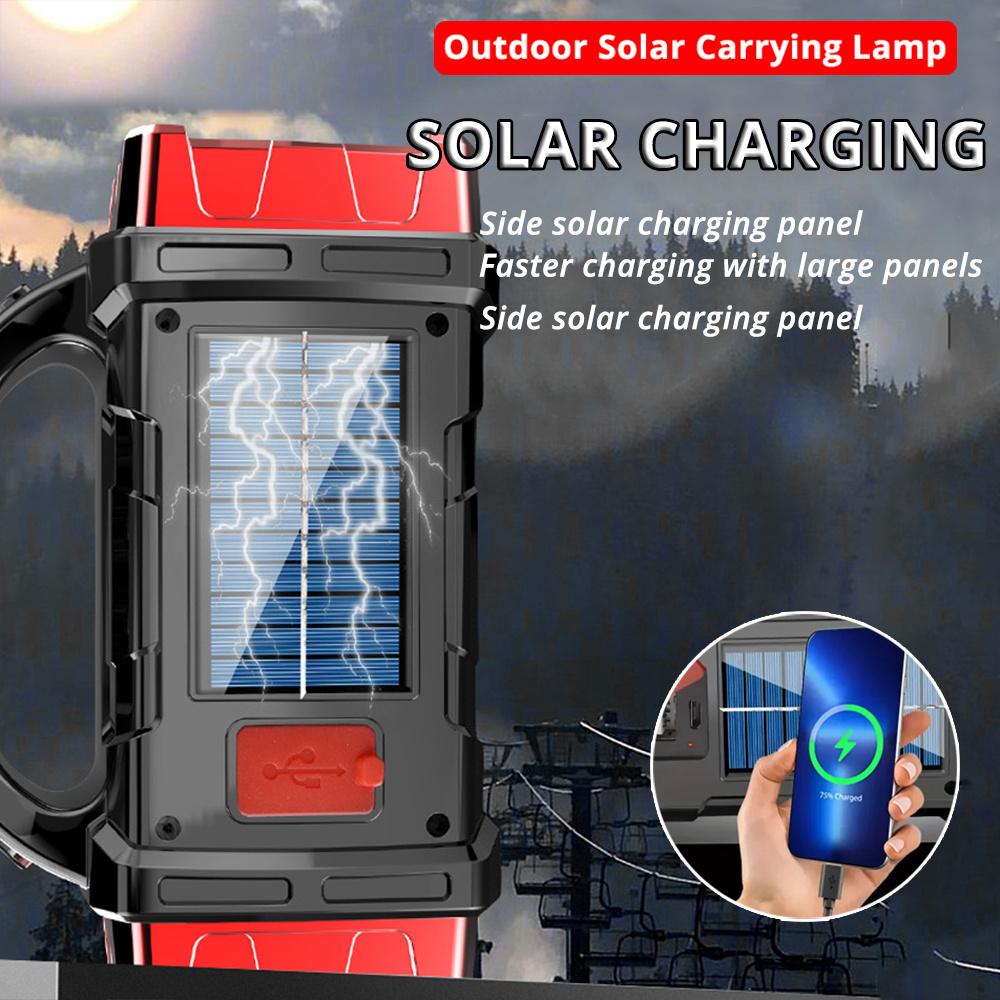 4-in-1 Solar LED Flashlight with Front and Rear Dual Lights,Emergency Power Supply,Digital Display,Heavy-duty Portable Light for Camping,Hiking