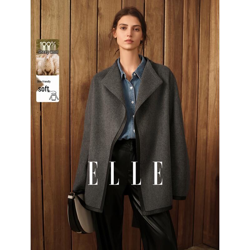 

ELLE Women s 100% Lamb Wool Double-Sided Coat M