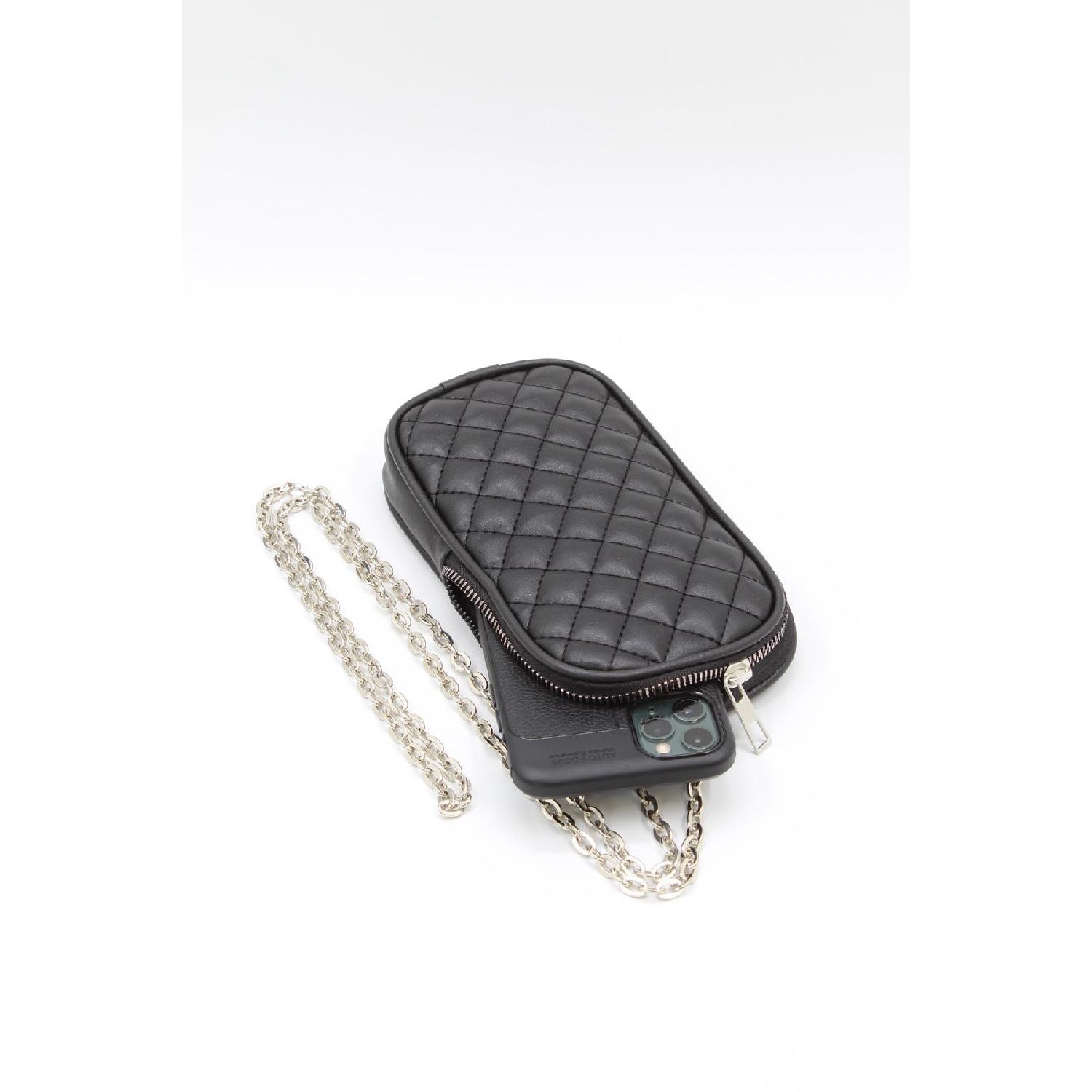 

Women s Quilted Patterned Chain Phone Bag Black Фіолетовий