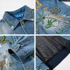 American Vintage Washed Denim Jacket Animal Embroidery Loose Fit Casual Couple Outerwear Teens