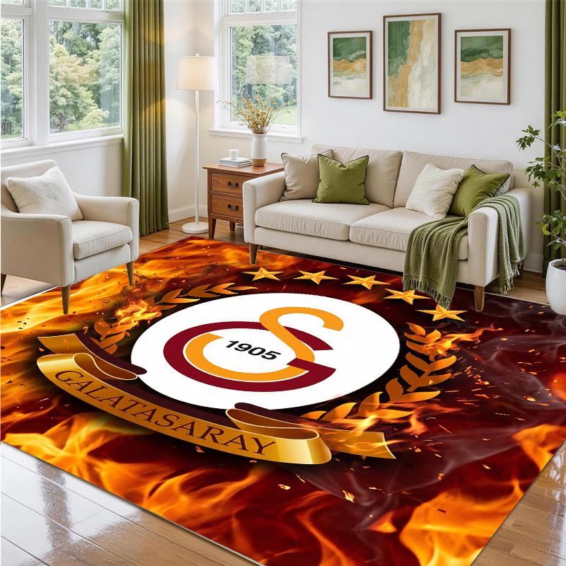 Galatasaray FC Design Crystal Velvet Rug Soft Decorative Mat for Bedroom Entrance