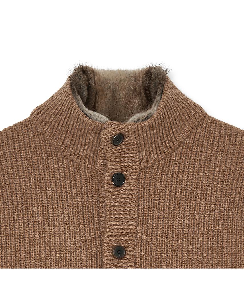 IOLO Merino Wool Knit Fur Jacket_Camel