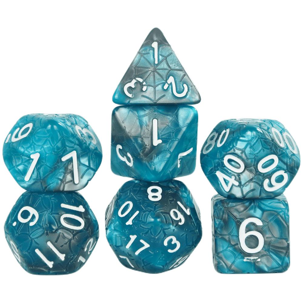 Mixing Color Dice DND 7pcs Polyhedral Dice Set with Engraving Spider Web Effect for DND RPG Magic Gathering Table Game D&D Dice