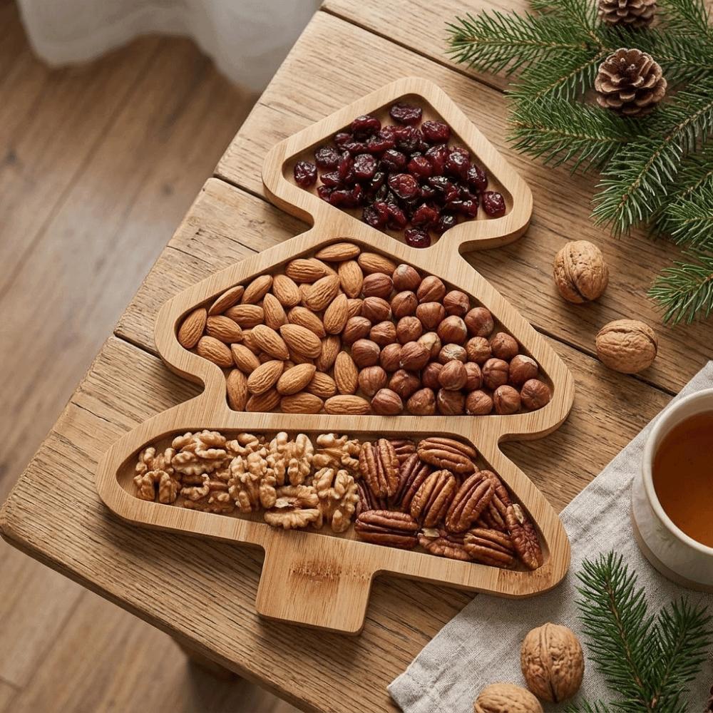 Vintage Wooden Christmas Dish Elegant Christmas Serving Tray Christmas Tree Shaped Tray Home Party