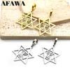 Menorah Star of David Hoop Earrings for Women Stainless Steel Gold Color Hanukkah Lamp Megan Hexagram Earring Jewelry E1027S02