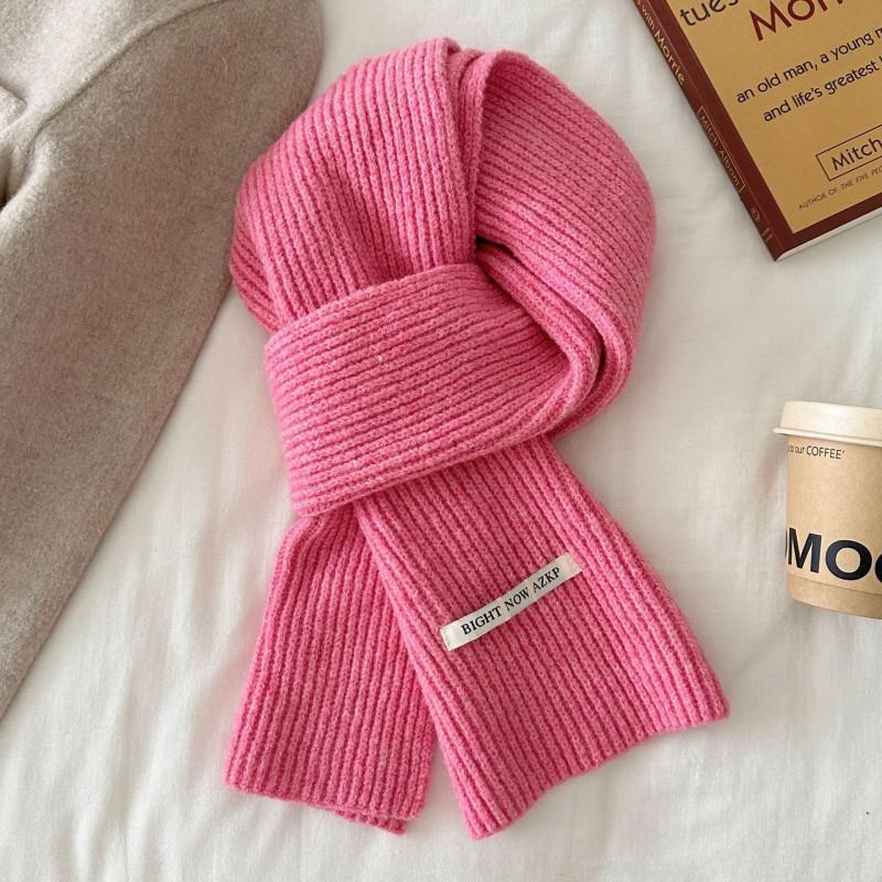 Korean Style Solid Color Knitted Scarf Women Warm Thick Neck Warmer Winter Accessory