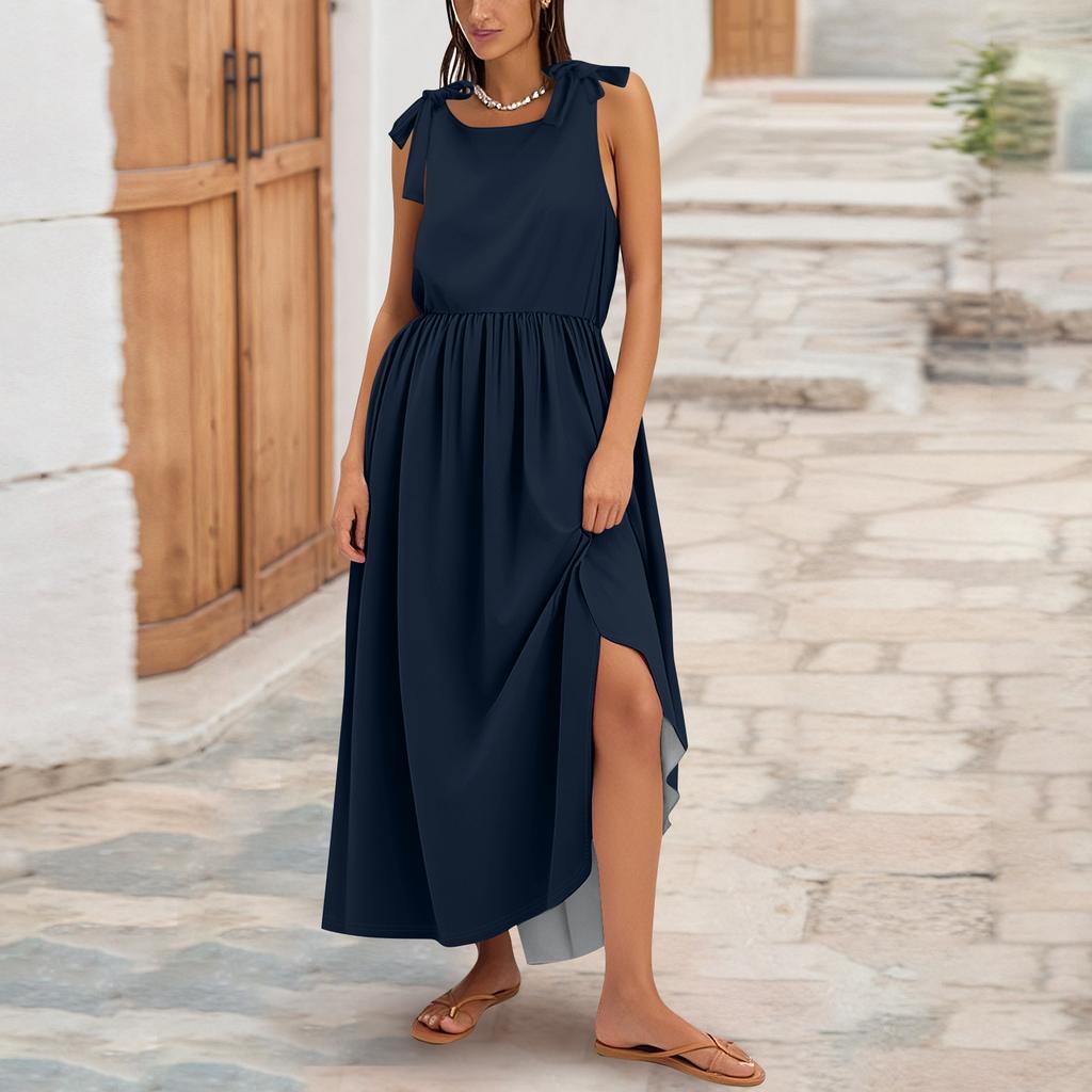 Women's Summer Fashion Tank Dress A-Line Sleeveless Casual Floral/Solid Pocket Dress