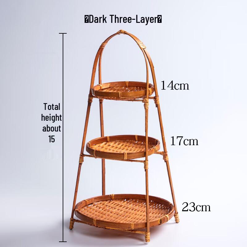 Youde 3-Tier Retro Bamboo Serving Basket