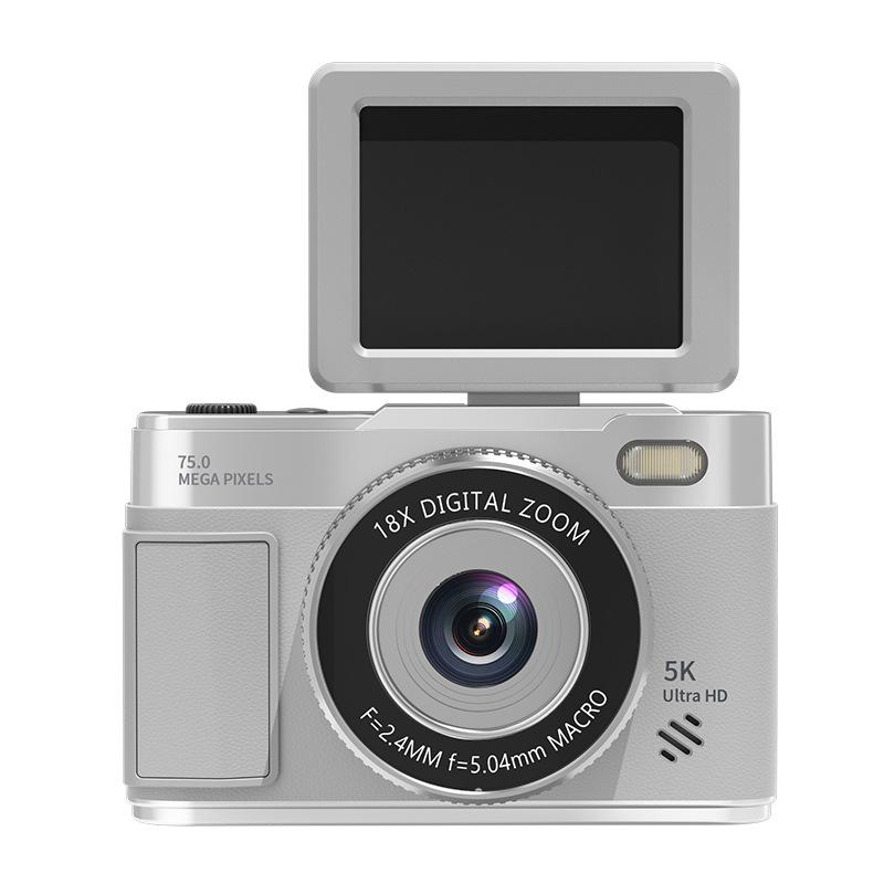 Retro 5K Mirrorless Digital Camera with Flip Screen & HD CCD for Selfies