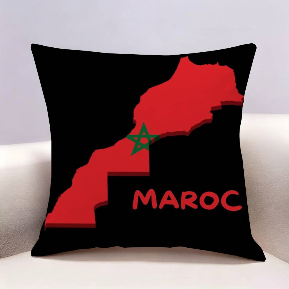 Morocco Map Flag Doublesided Print Pillow Case Cushion Cover Throw Pillow Case For Car Sofa