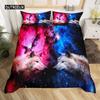 Set Copripiumino Matrimoniale per Bambini Adolescenti Microfibra Tema Animale Motivo Lupo delle Nevi Copripiumino Set Letto Stampato Animali Selvatici