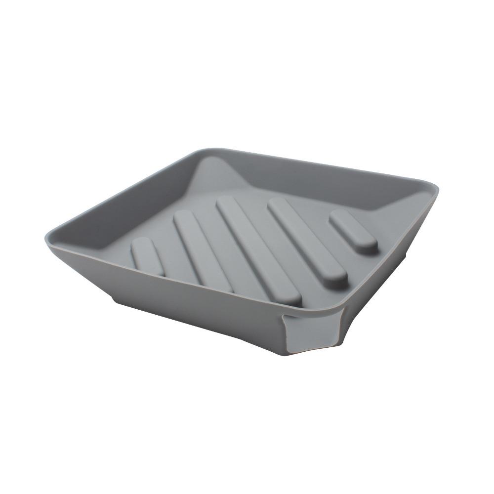 Square Dish Drain Pad Non-Slip Sink Sponge Holder Versatile Bath Draining Tray  Home серый