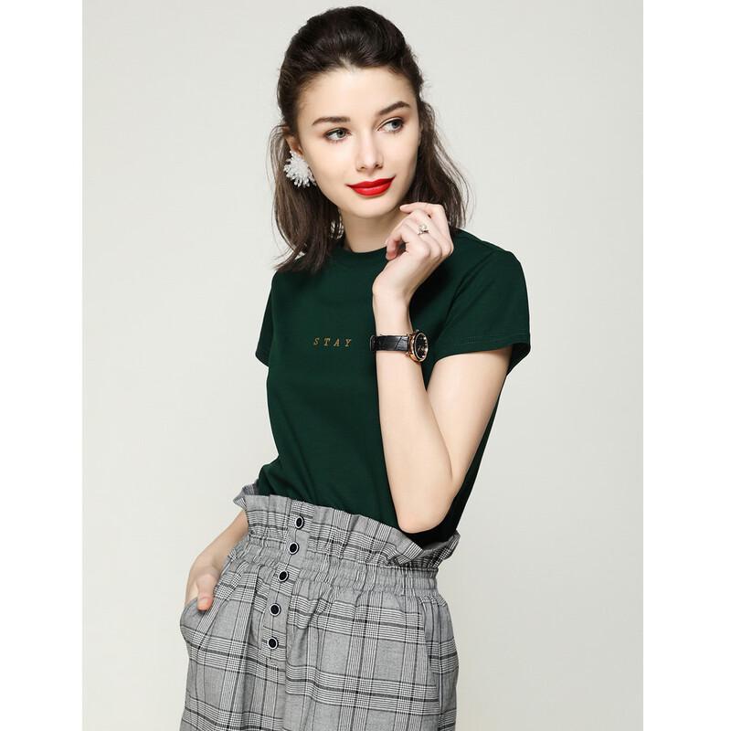 Bailuyu Women's Cotton Letter Print Short Sleeve T-Shirt