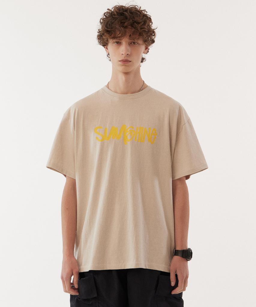 GOLDEN SUNSHINE Sunshine Stitch Half T-Shirts_Beige