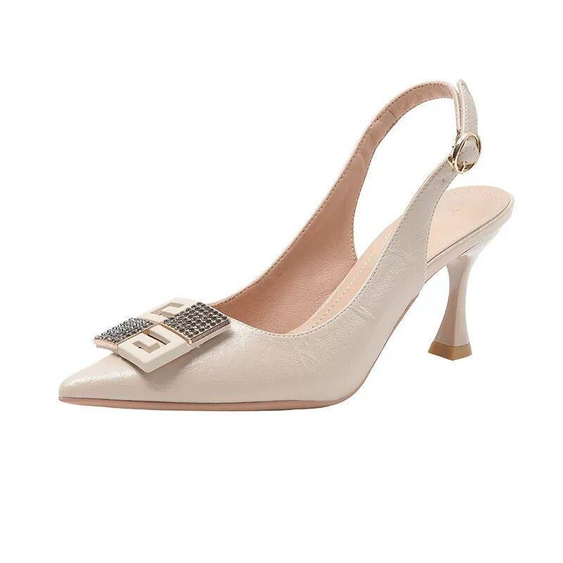 Pointed High Heeled Sandals for Women's Back Air Half Toe Single Shoes Women Shoes Elegant Sandals Women Pumps