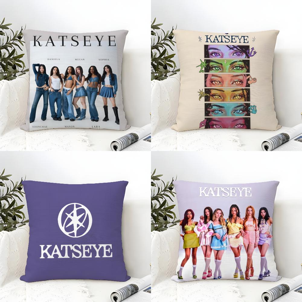 Kpop Style Eyekons Kpop Style Band K-Katseye 3 Pillow Case Natural Linen Double-Sided Printing Sofa Home Decor Cushion Cover