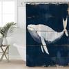 Vintage Whale Ocean Animal Bathroom Shower Curtain Artistic Colorful Bath Rug Decoration for Home Decor