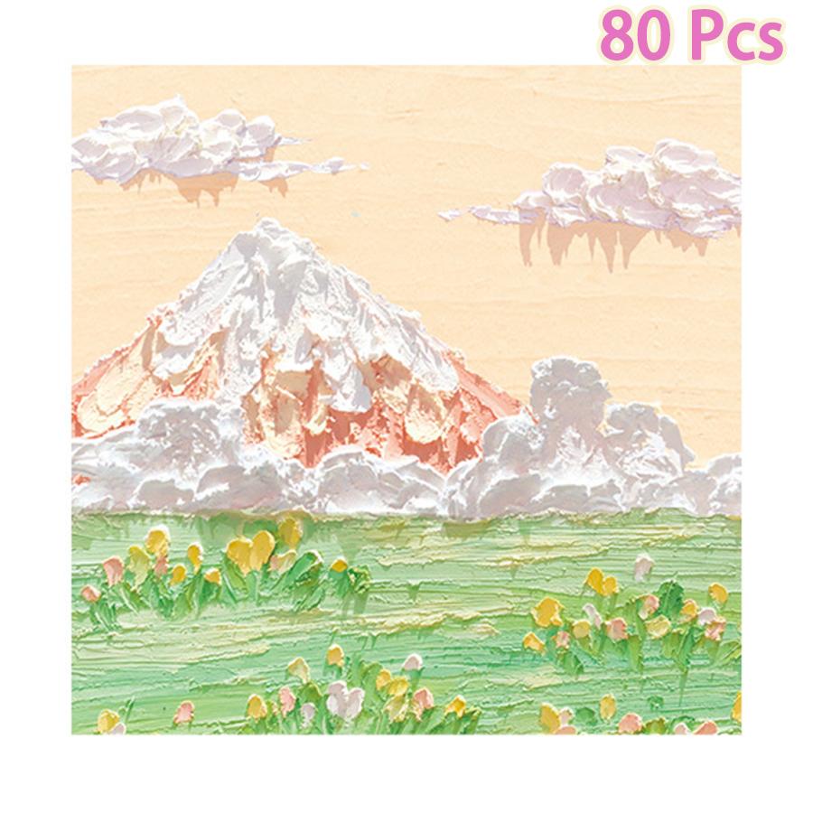80pcs Oil Painting Scenery Convenience Sticker Salt simple Japanese high-value cute stickers school supplies office stationery