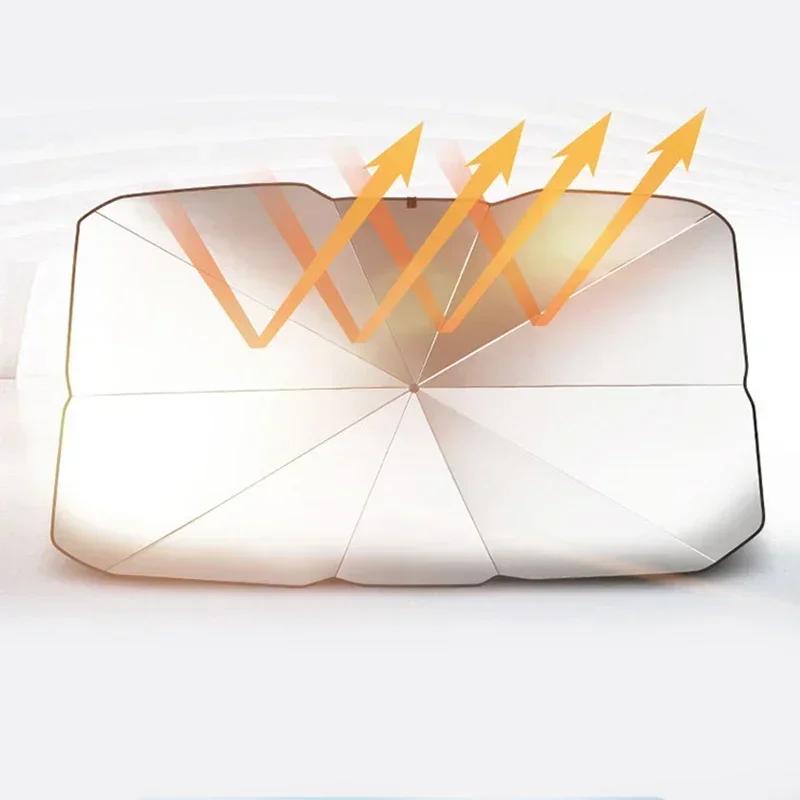 Sunshade Umbrella Type Car Windshield Sun Shade for Car Summer Sun Protection Heat Insulation Cloth for Car Front Shading Tesle