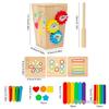 Gioco Montessori in Legno di Ordinamento per Forma e Colore con Abbinamento per Bambini Piccoli 5 in 1 Giocattolo Sensoriale per lo Sviluppo della Motricità Fine Regalo per Festa di Natale