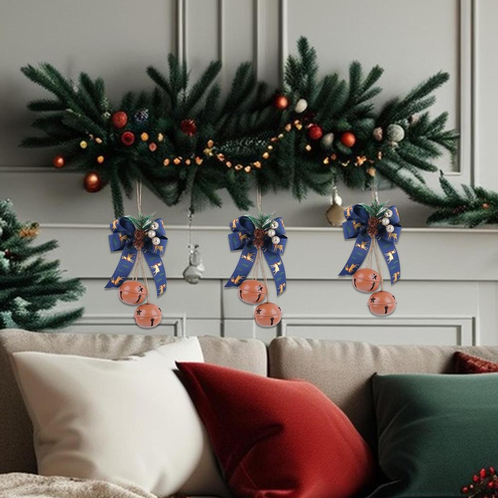 Christmas Bells For Decoration Bow Bells Room Decor For Trees Party Supplies Home Decorations For Porch Window Wall Fireplace