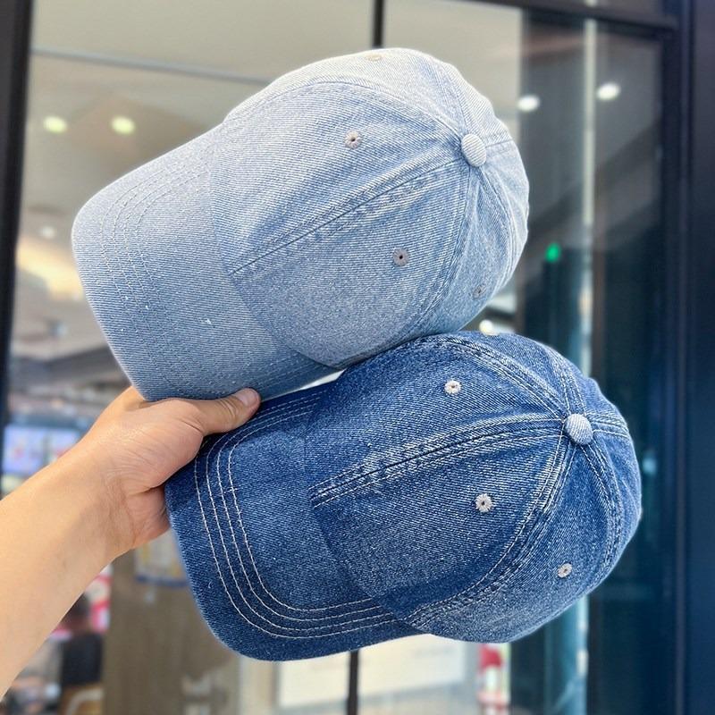 Light Plate Solid Color Denim Cap Children Show Face Small Versatile Washed Baseball Cap Men's Spring Summer Sun Hat Children