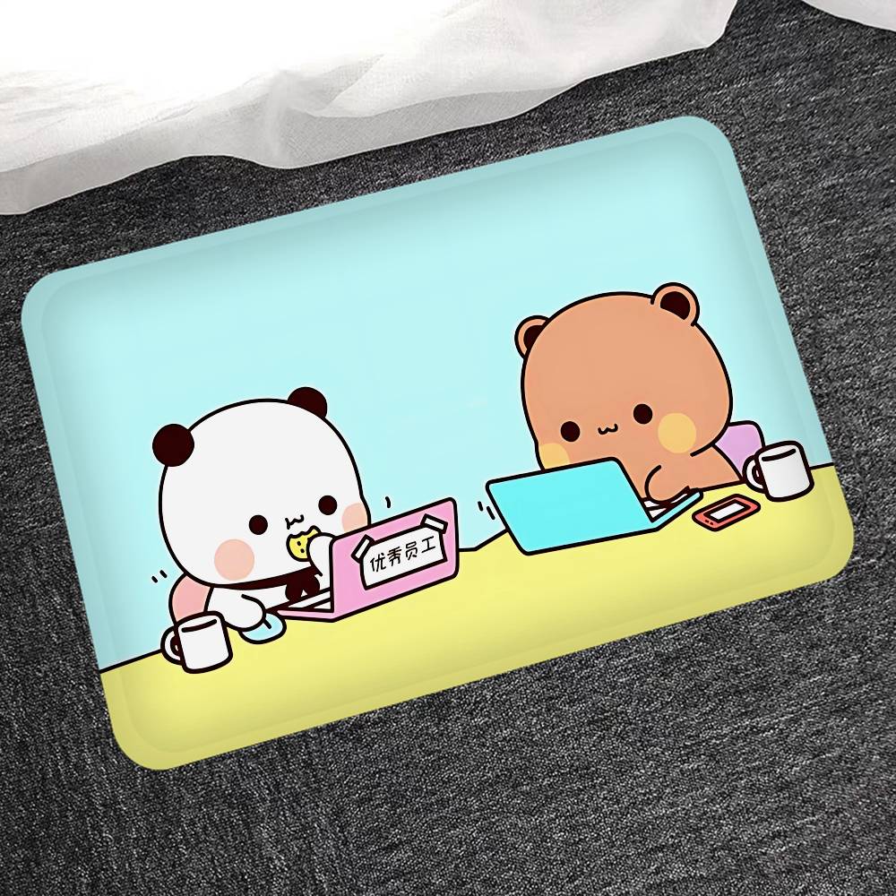 Bear Cartoon Kawaii D-Dudu B-Bubu Door Mat Washable Non-Slip Living Room Sofa Chairs Area Mat Kitchen Doormat Area Rug