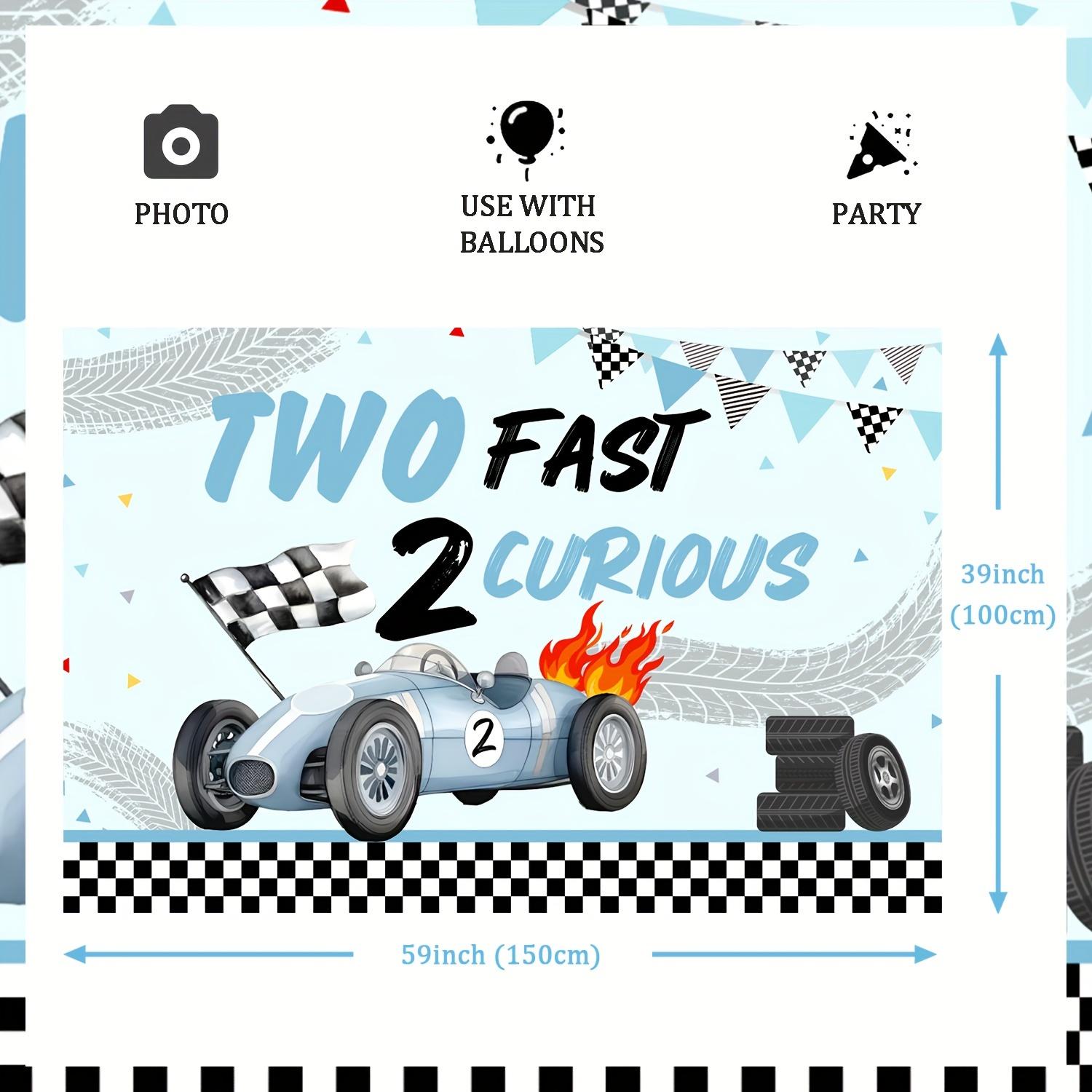 Photo background with racing car theme, party decoration supplies, happy birthday, second anniversary, 1 unit 130X150cm