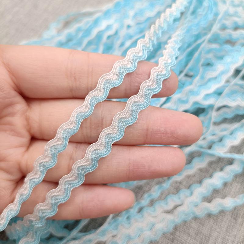 5mm S Şeklinde İki Renkli Dalga Desenli Kavisli Kemer DIY Giyim Aksesuarları için Denizci Dantel Şerit