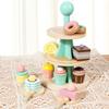 Children's Play House, Three-tier Dessert Rack, Cake Tower, Simulated Kitchen Tableware, Cutting Scene, Afternoon Tea, Wooden Toys