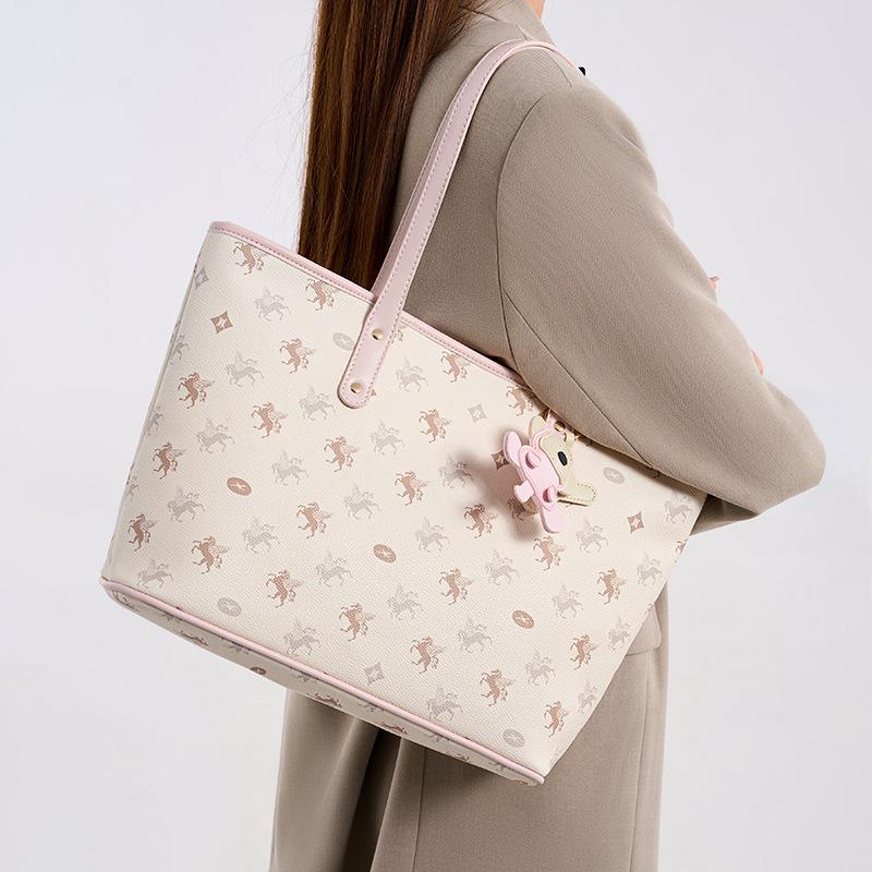 Trend foreign style 2025 new tote bag women's large-capacity commuting shoulder handbag printing new tote bag