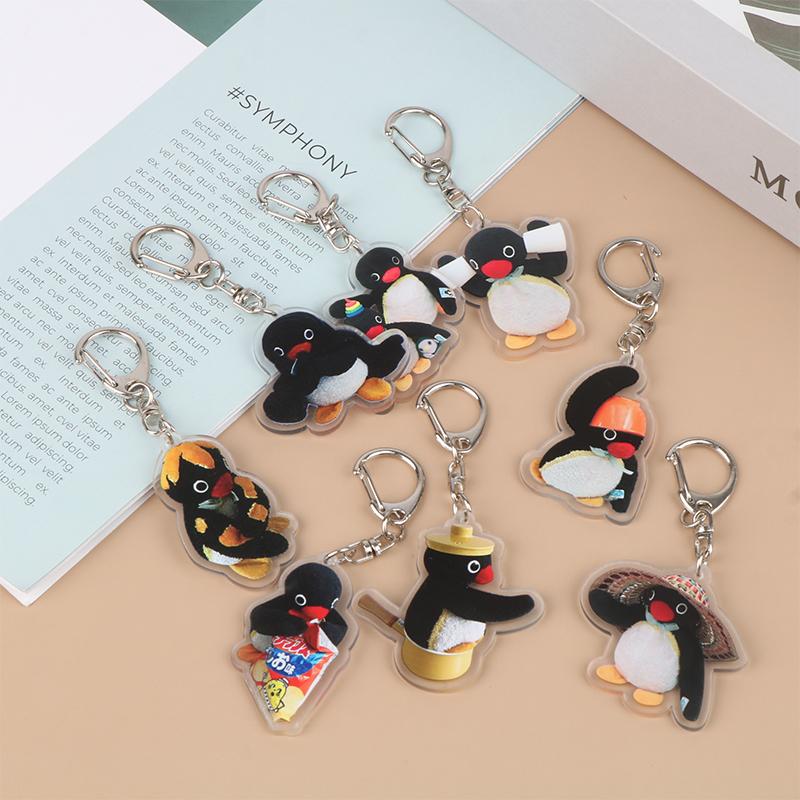 Pinguin Roztomilý Kreslený Akrylový Přívěsek na Klíče Kawaii Hračka Přívěsek na Batoh Školní Tašku Zábavný Kroužek na Klíče Dárek